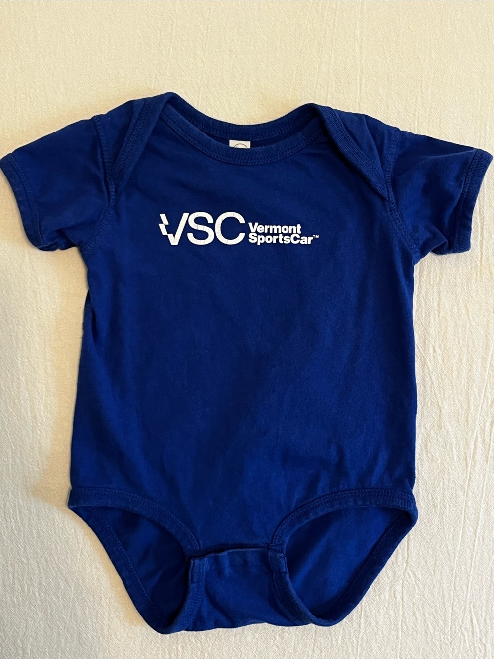Vermont Sports Car Subaru Rally Racing Graphic Tee Onesie Bodysuit Blue 18mo